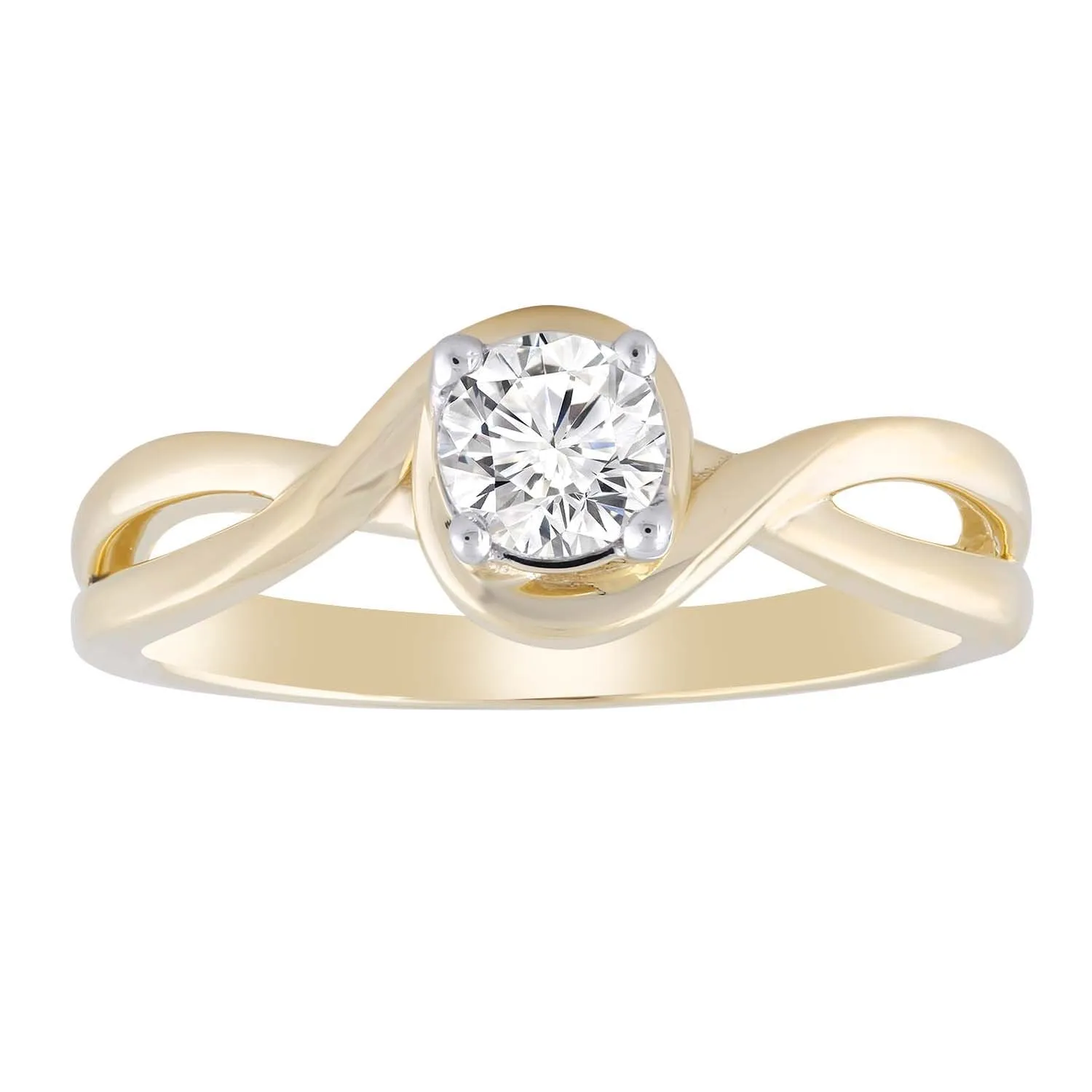 0.40Ct Round Brilliant Diamond Engagement Ring In 9Ct Yellow Gold