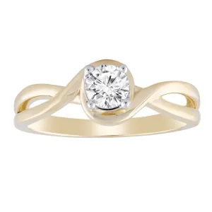 0.40Ct Round Brilliant Diamond Engagement Ring In 9Ct Yellow Gold