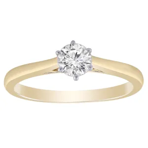 0.50ct Round Brilliant Diamond Solitaire Engagement Ring In 9Ct Yellow Gold