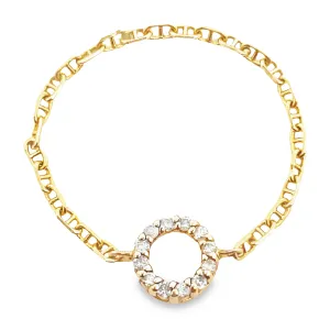 14K Diamond Circle Chain Ring