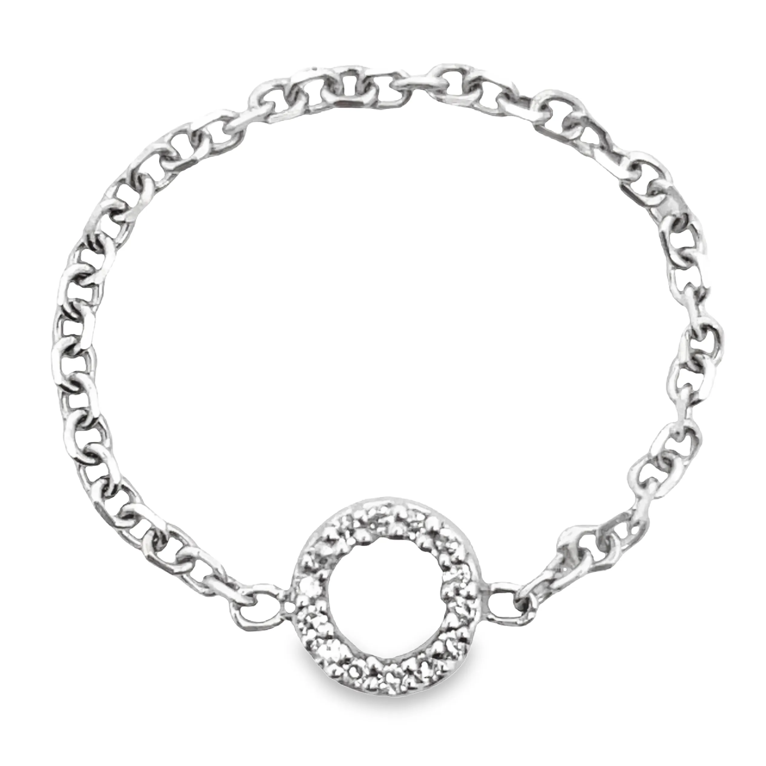 14K Diamond Circle Chain Ring