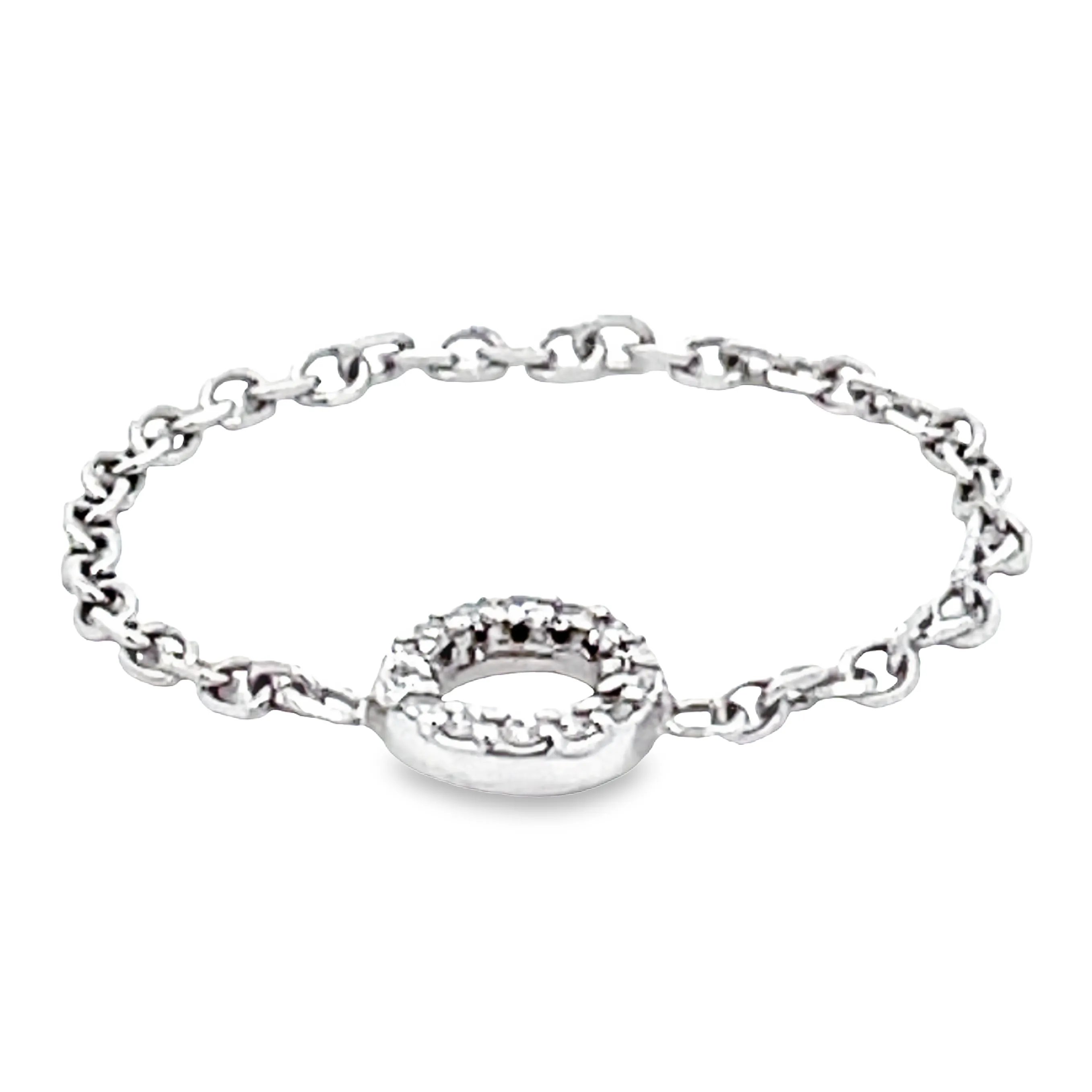 14K Diamond Circle Chain Ring