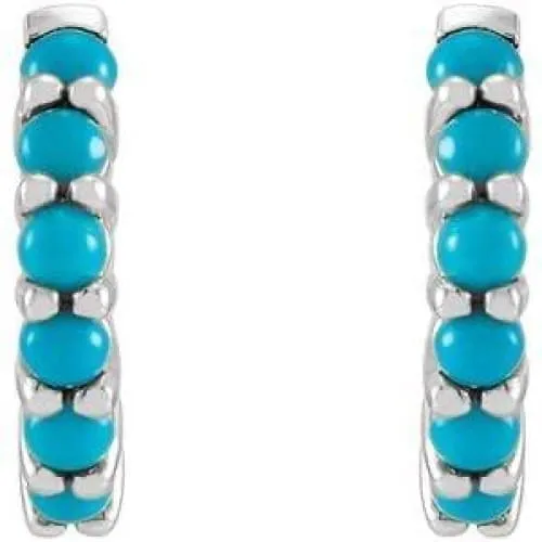 14K Gold Turquoise Hinged Hoop Earrings Regard Jewelry Austin, Texas