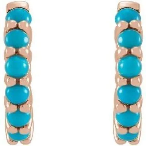 14K Gold Turquoise Hinged Hoop Earrings Regard Jewelry Austin, Texas
