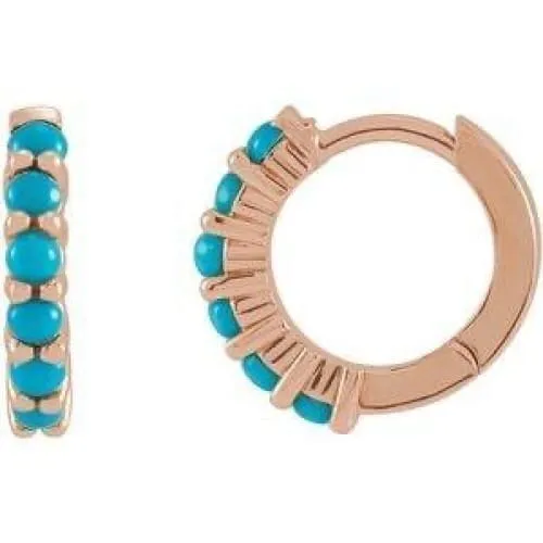 14K Gold Turquoise Hinged Hoop Earrings Regard Jewelry Austin, Texas