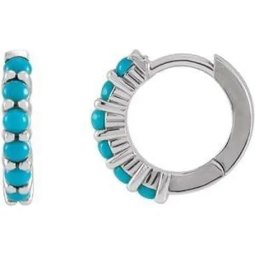 14K Gold Turquoise Hinged Hoop Earrings Regard Jewelry Austin, Texas