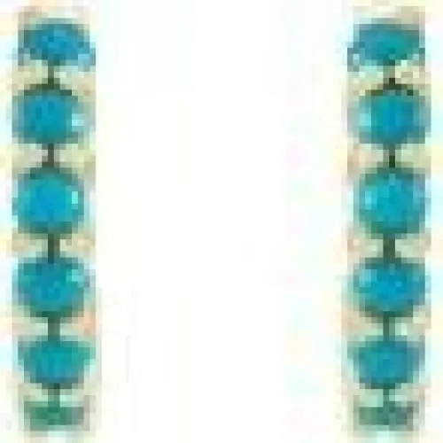 14K Gold Turquoise Hinged Hoop Earrings Regard Jewelry Austin, Texas