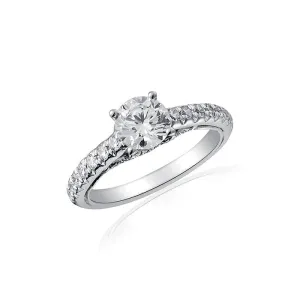 Amazing Four Prong Engagement Ring with French Cut Diamond Shank by Ron Rosen at Regard Jewelry in