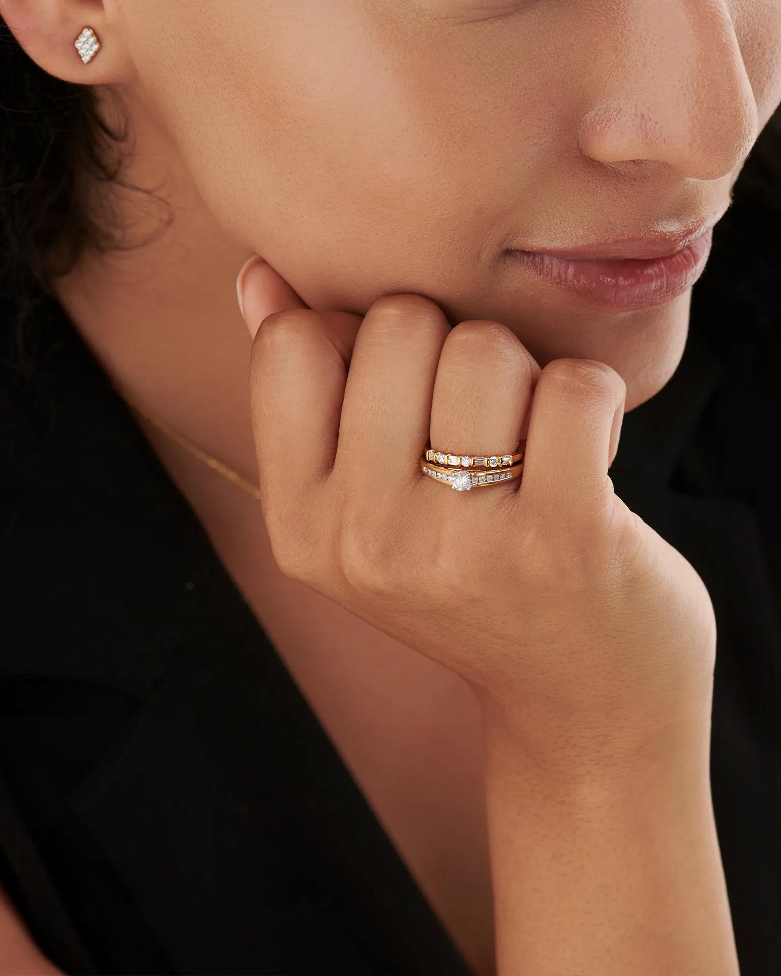 Baguette & Round Stackable Band