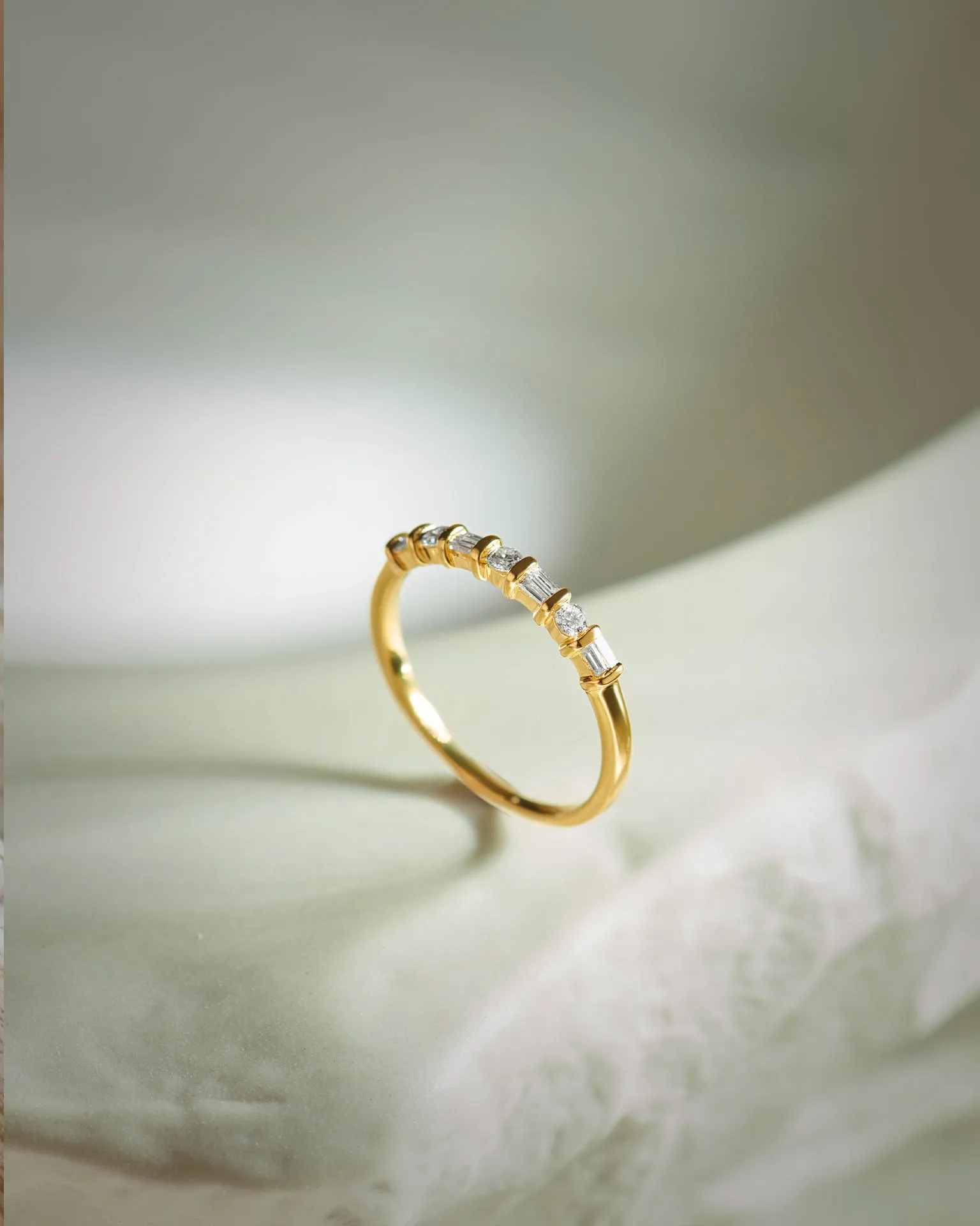 Baguette & Round Stackable Band