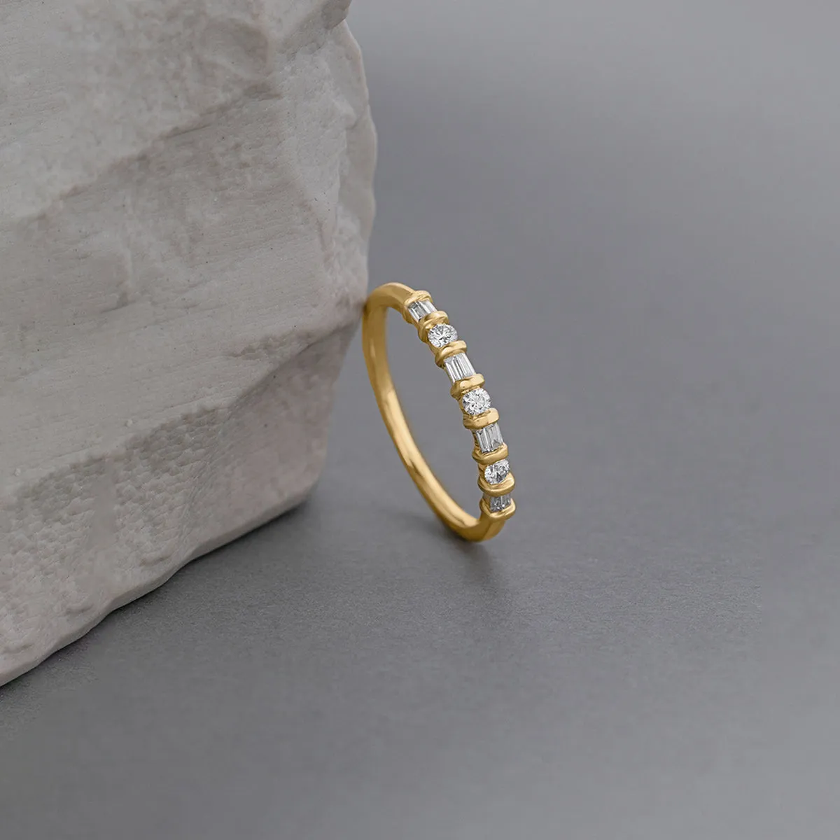 Baguette & Round Stackable Band