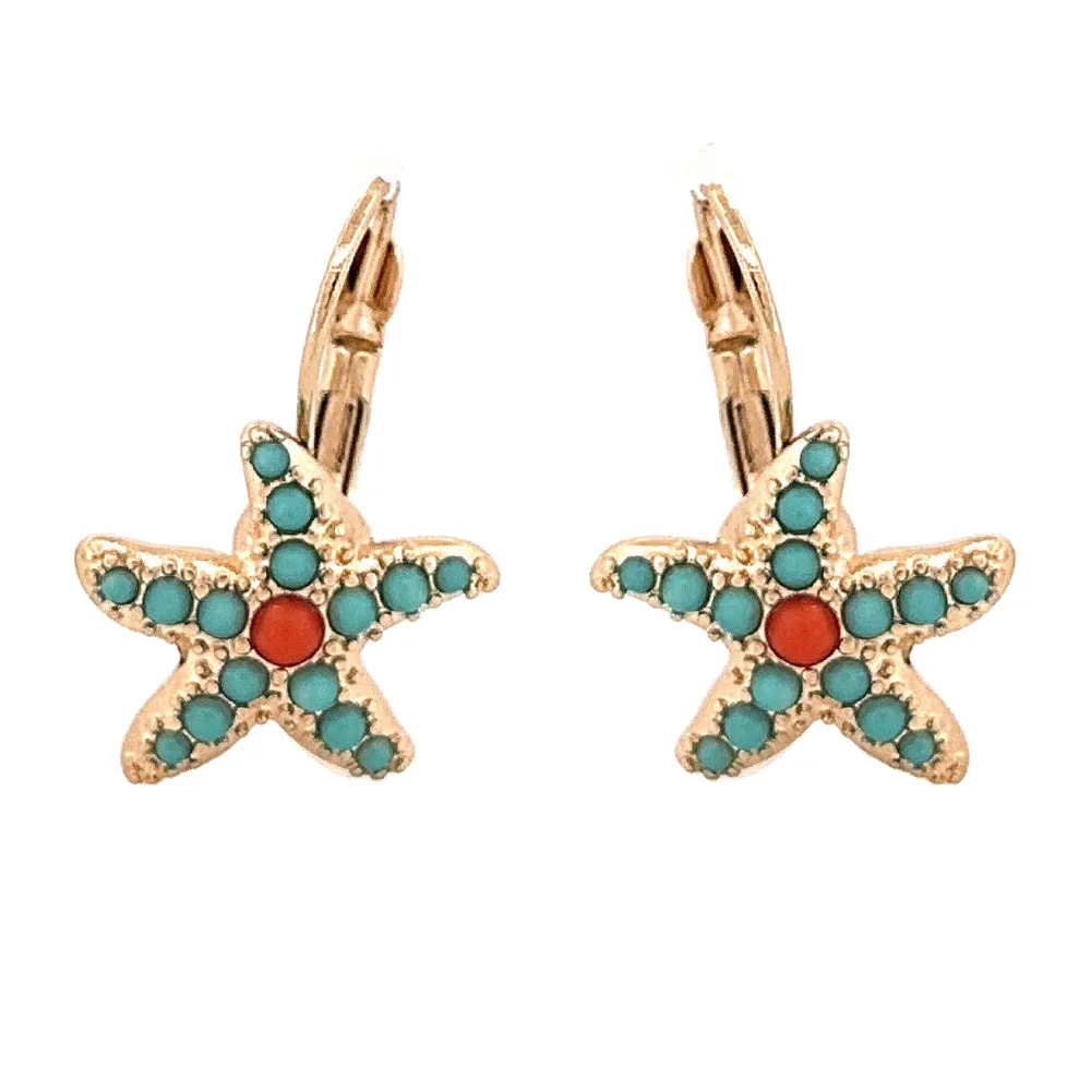 Beautiful Ocean Starfish Charm Dangle Fashion Earrings