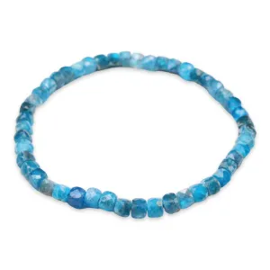 Bracelet Apatite bleue cube A  4x4 mm