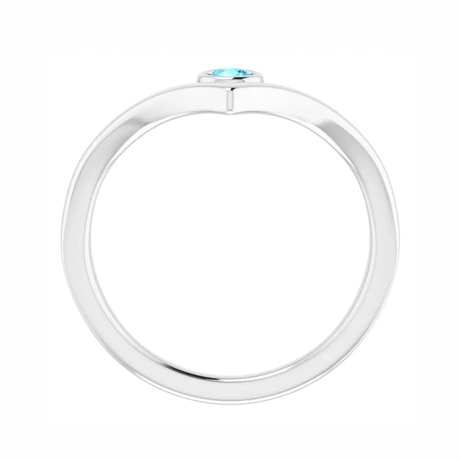 Chevron Ring with Aquamarine Accent
