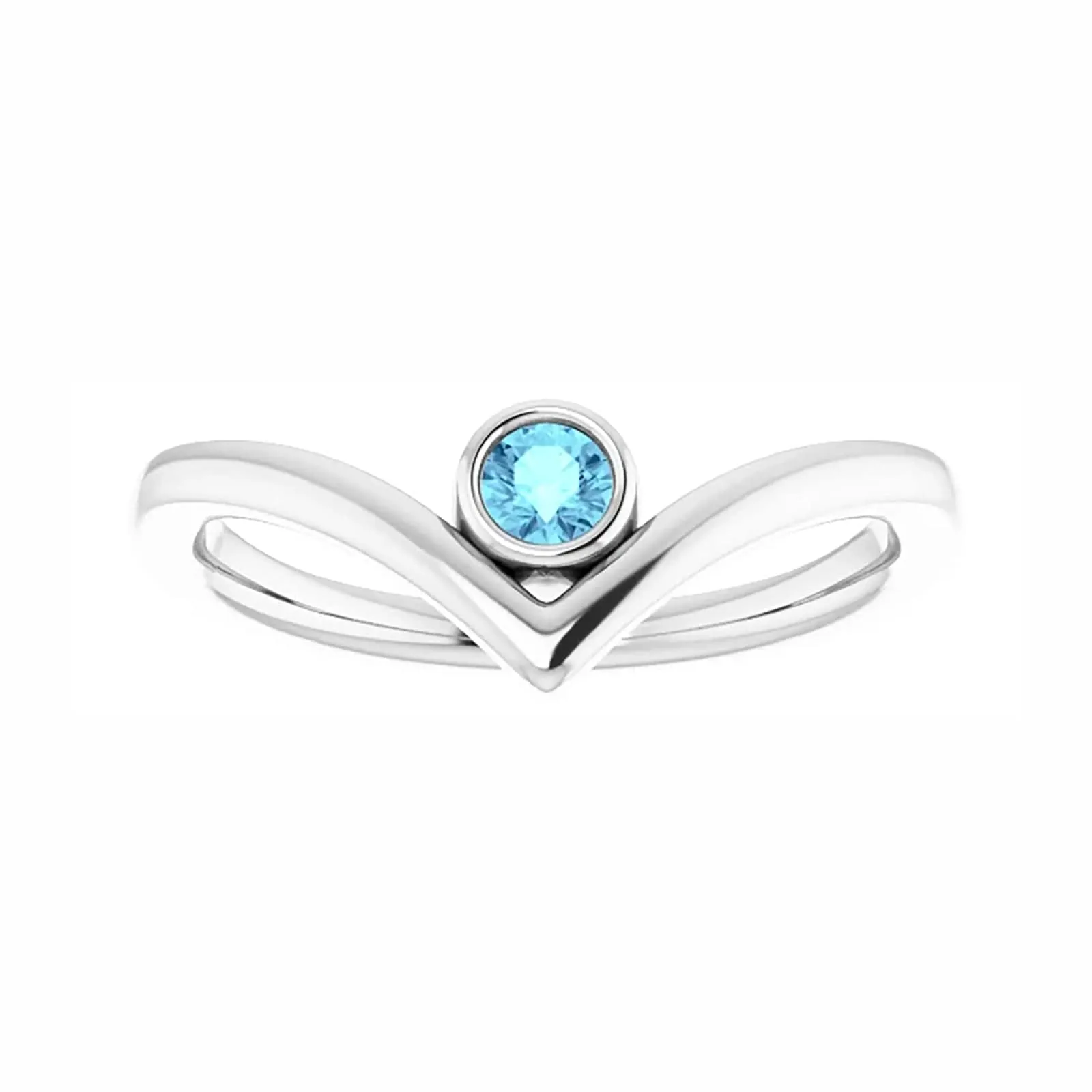 Chevron Ring with Aquamarine Accent