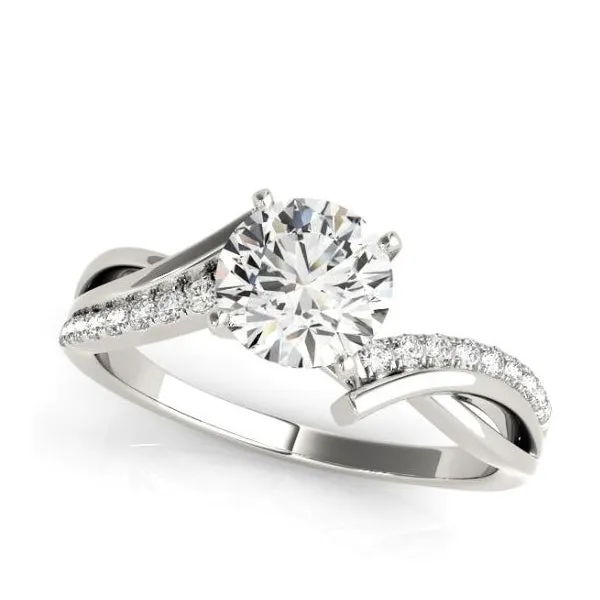 Crisscross Diamond Engagement Ring Mounting in White Gold