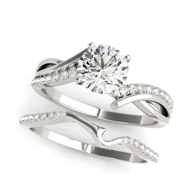 Crisscross Diamond Engagement Ring Mounting in White Gold
