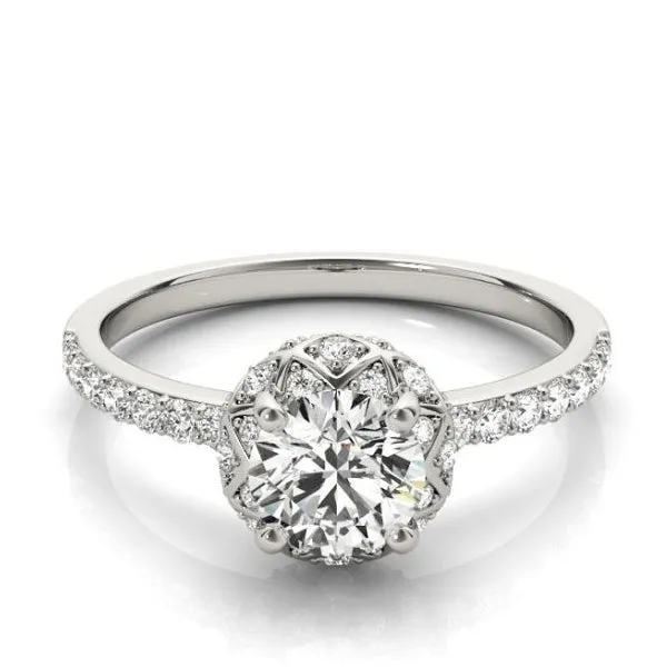 Crown Halo Diamond Engagement Ring Mounting in White Gold