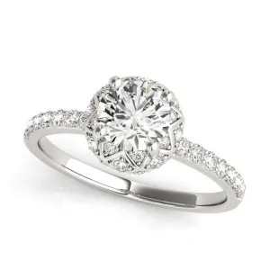 Crown Halo Diamond Engagement Ring Mounting in White Gold