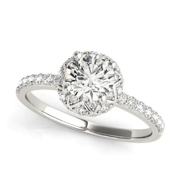 Crown Halo Diamond Engagement Ring Mounting in White Gold