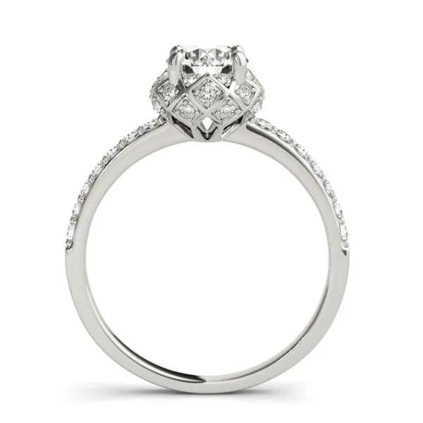 Crown Halo Diamond Engagement Ring Mounting in White Gold