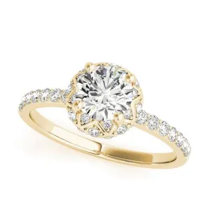 Crown Halo Diamond Engagement Ring Mounting in Yellow Gold