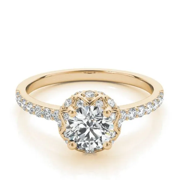 Crown Halo Diamond Engagement Ring Mounting in Yellow Gold