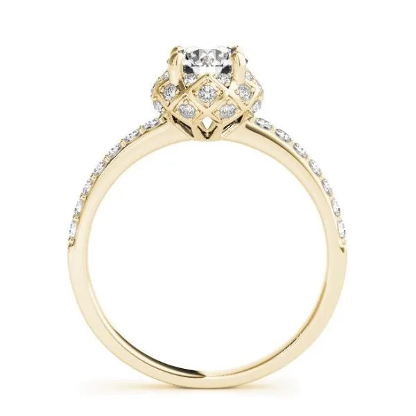 Crown Halo Diamond Engagement Ring Mounting in Yellow Gold