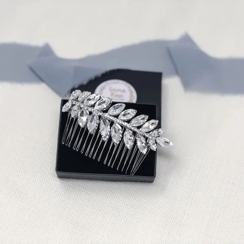 Crystal Leaf Bridal Comb