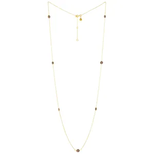 Dew Drops Dotted Smoky Quartz Long Necklace Gold