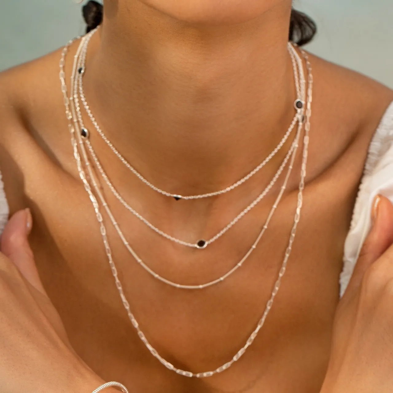 Dew Drops Dotted Smoky Quartz Long Necklace Gold