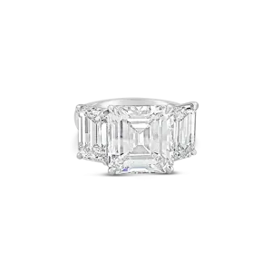Emerald cut Three Stone Diamond Ring