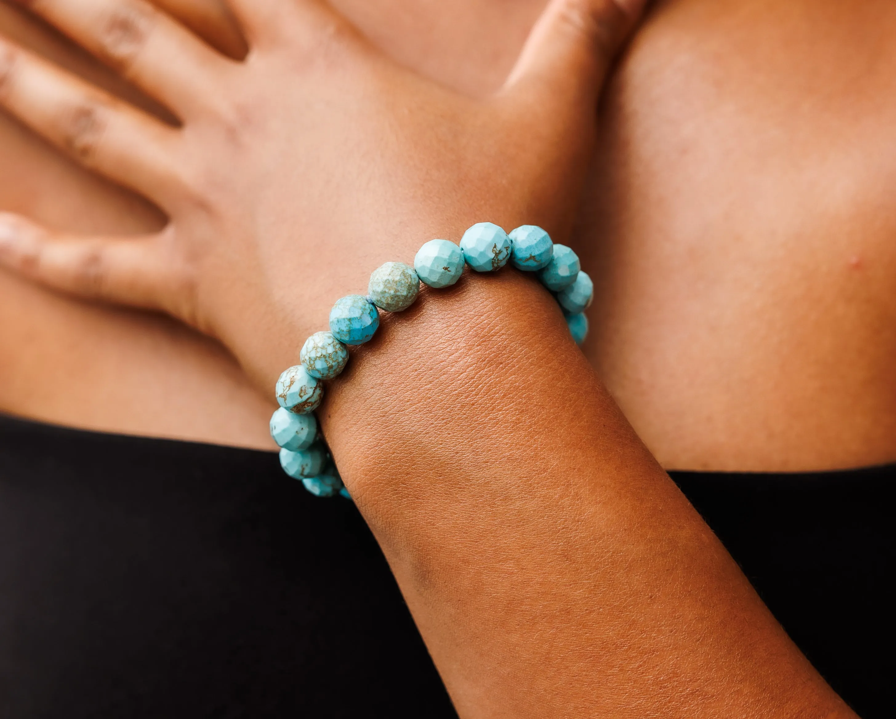 Faceted Turquoise Natural Gemstone Bracelet