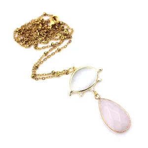 Gold Eye Quartz Teardrop Necklace