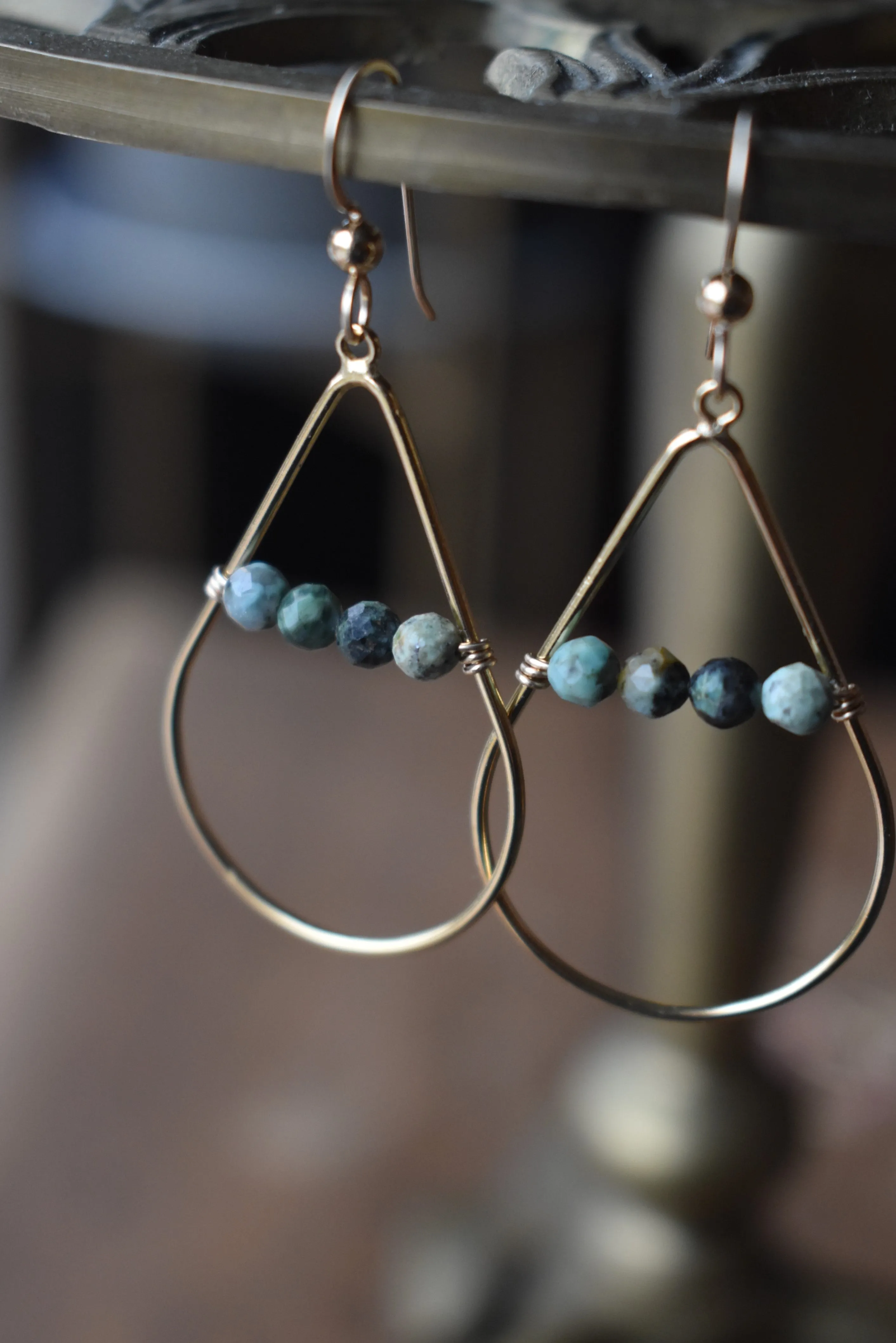 Gold Fill Gemstone Beaded Earrings