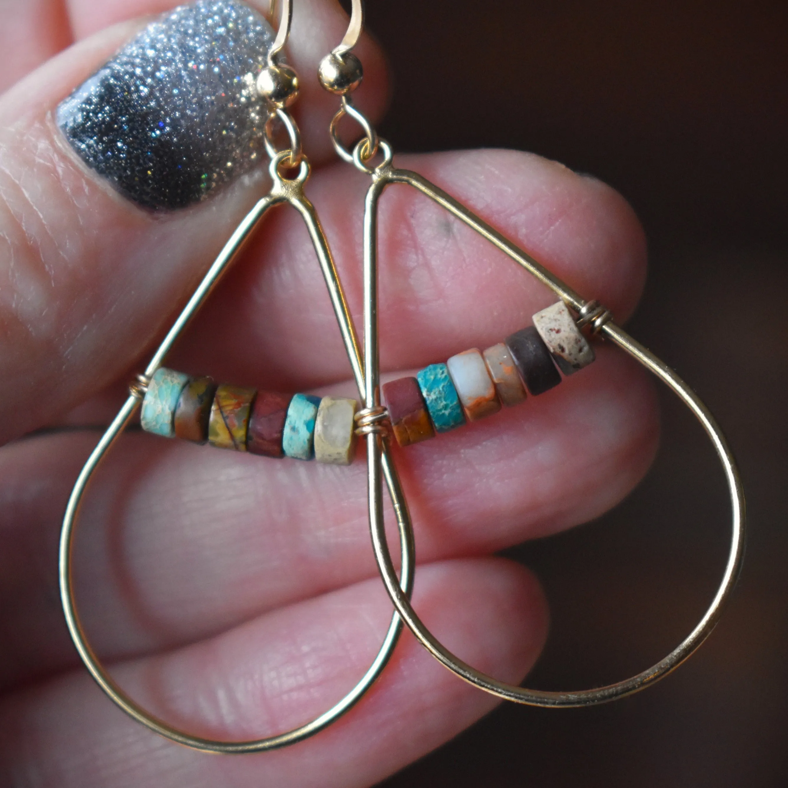 Gold Fill Gemstone Beaded Earrings