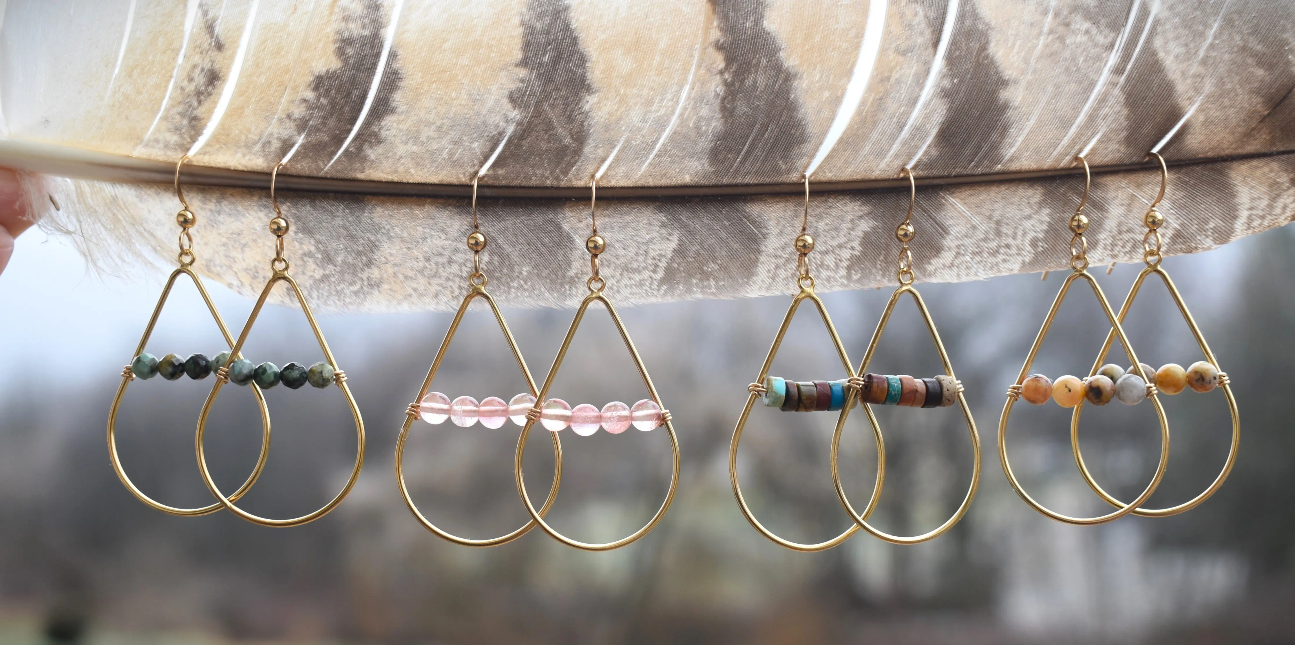 Gold Fill Gemstone Beaded Earrings