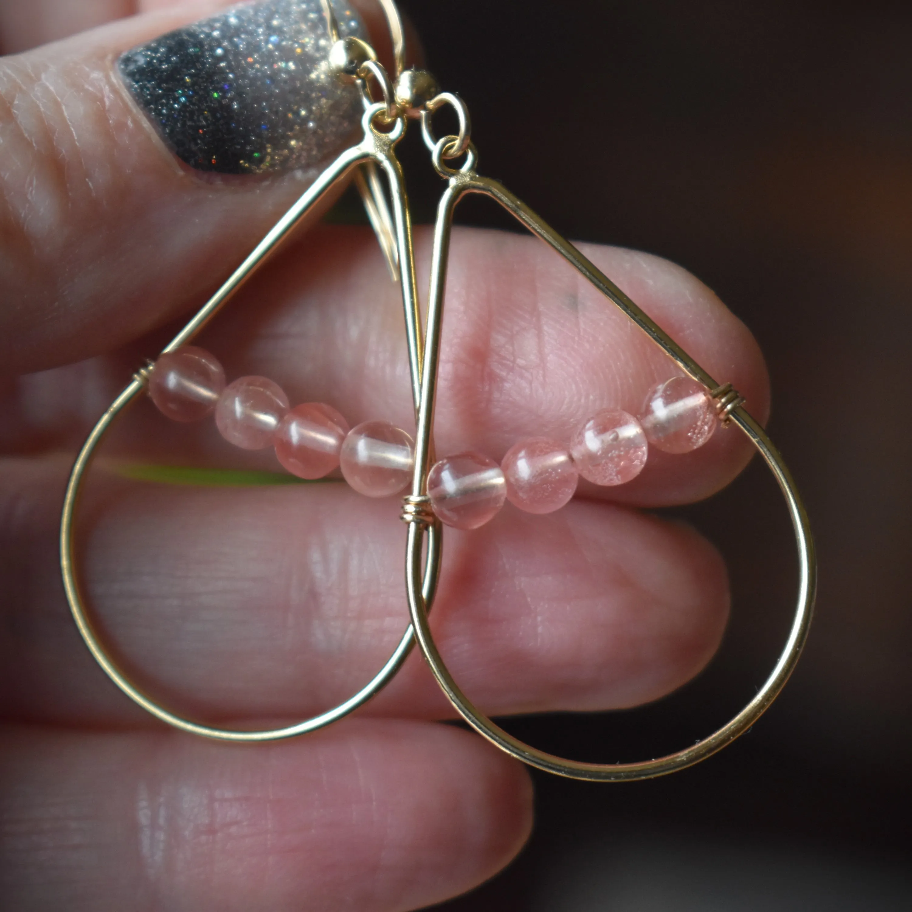 Gold Fill Gemstone Beaded Earrings