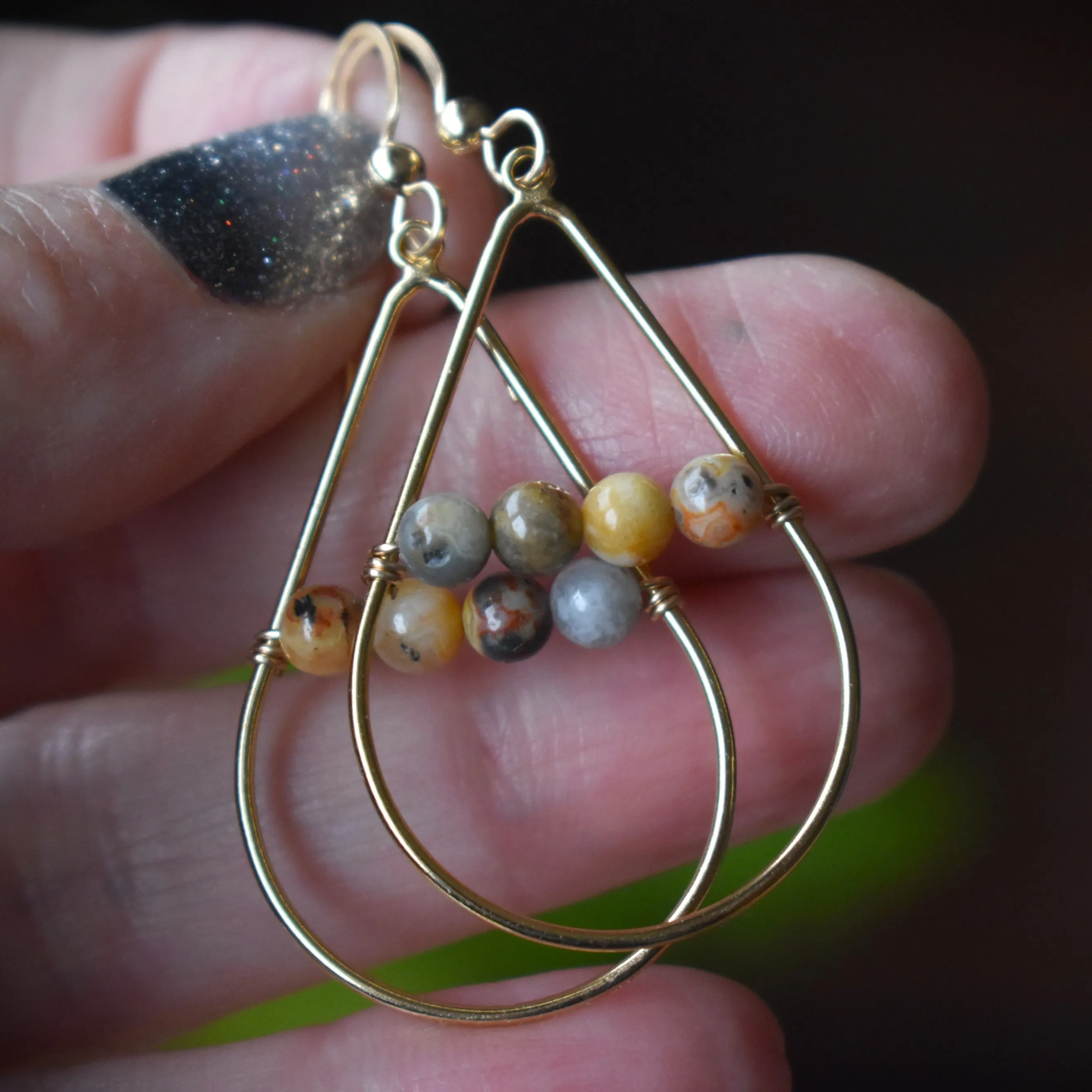 Gold Fill Gemstone Beaded Earrings