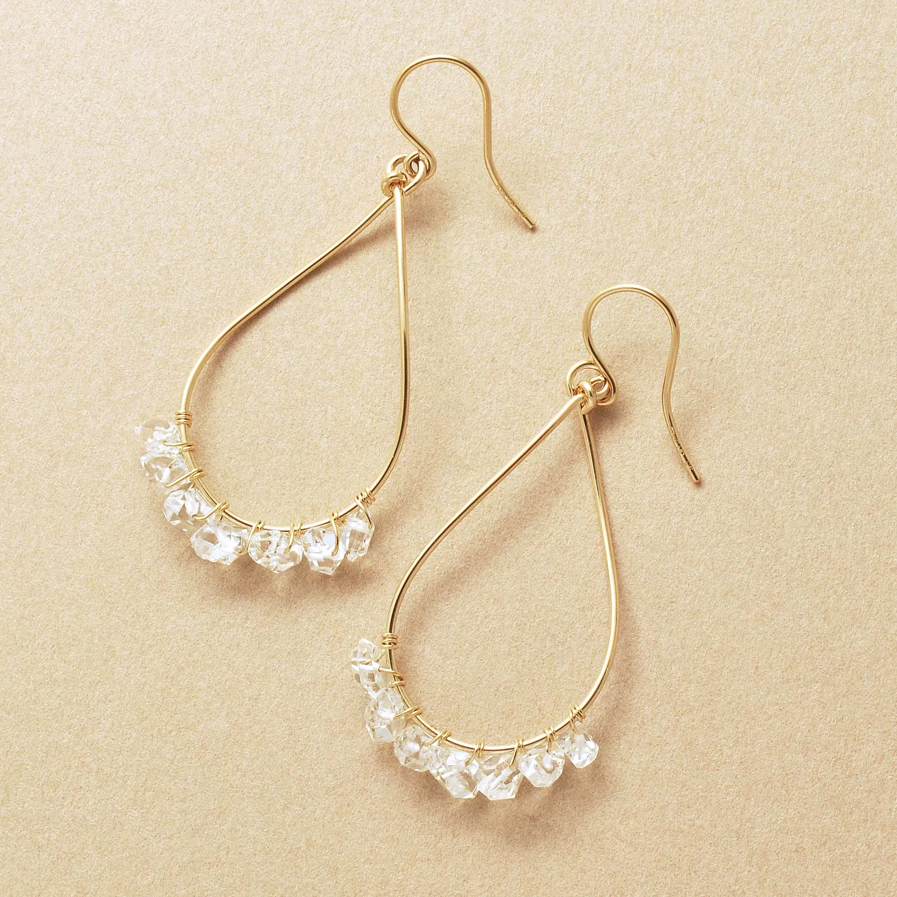 Gold Filled Herkimer Quartz Dew Drop Earrings