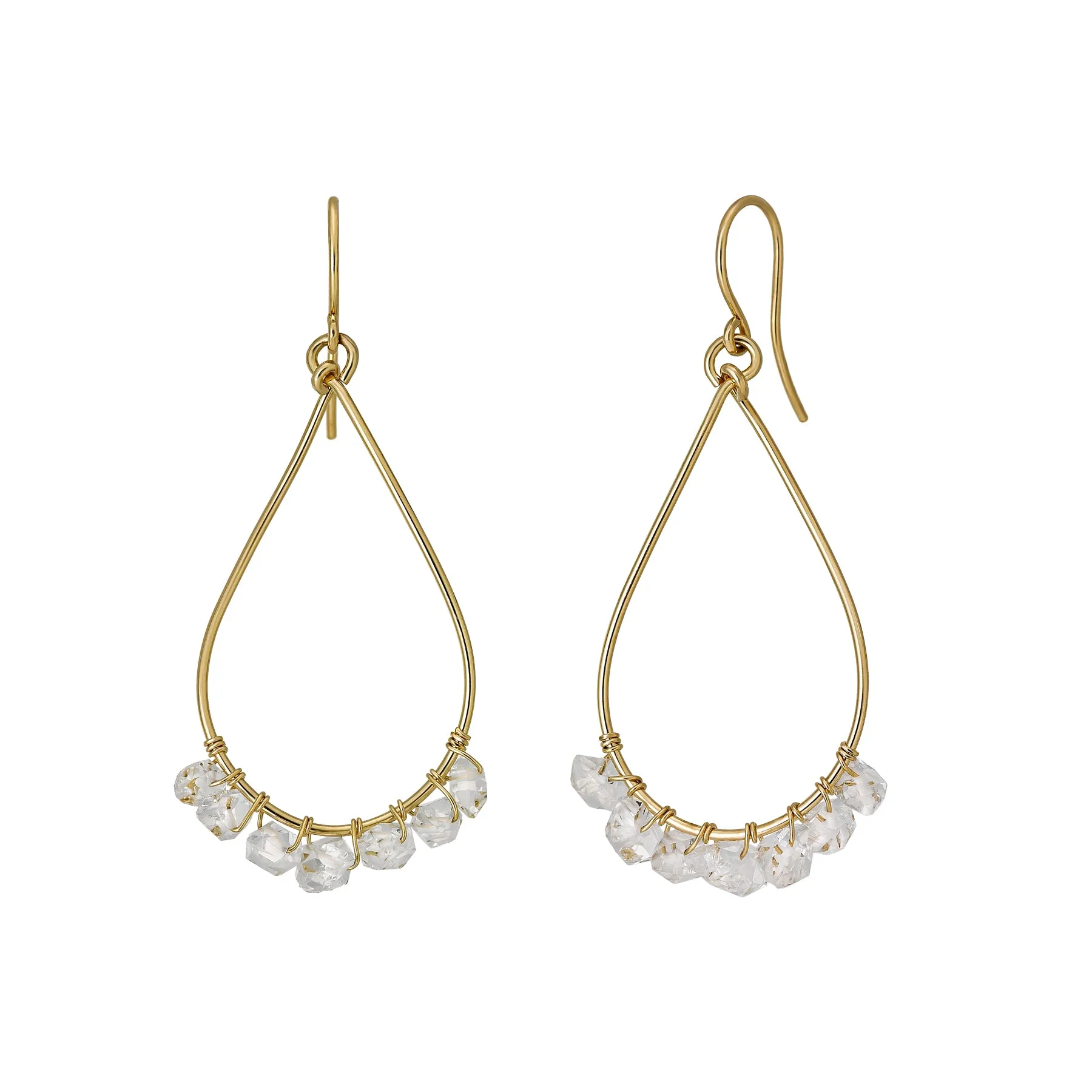 Gold Filled Herkimer Quartz Dew Drop Earrings