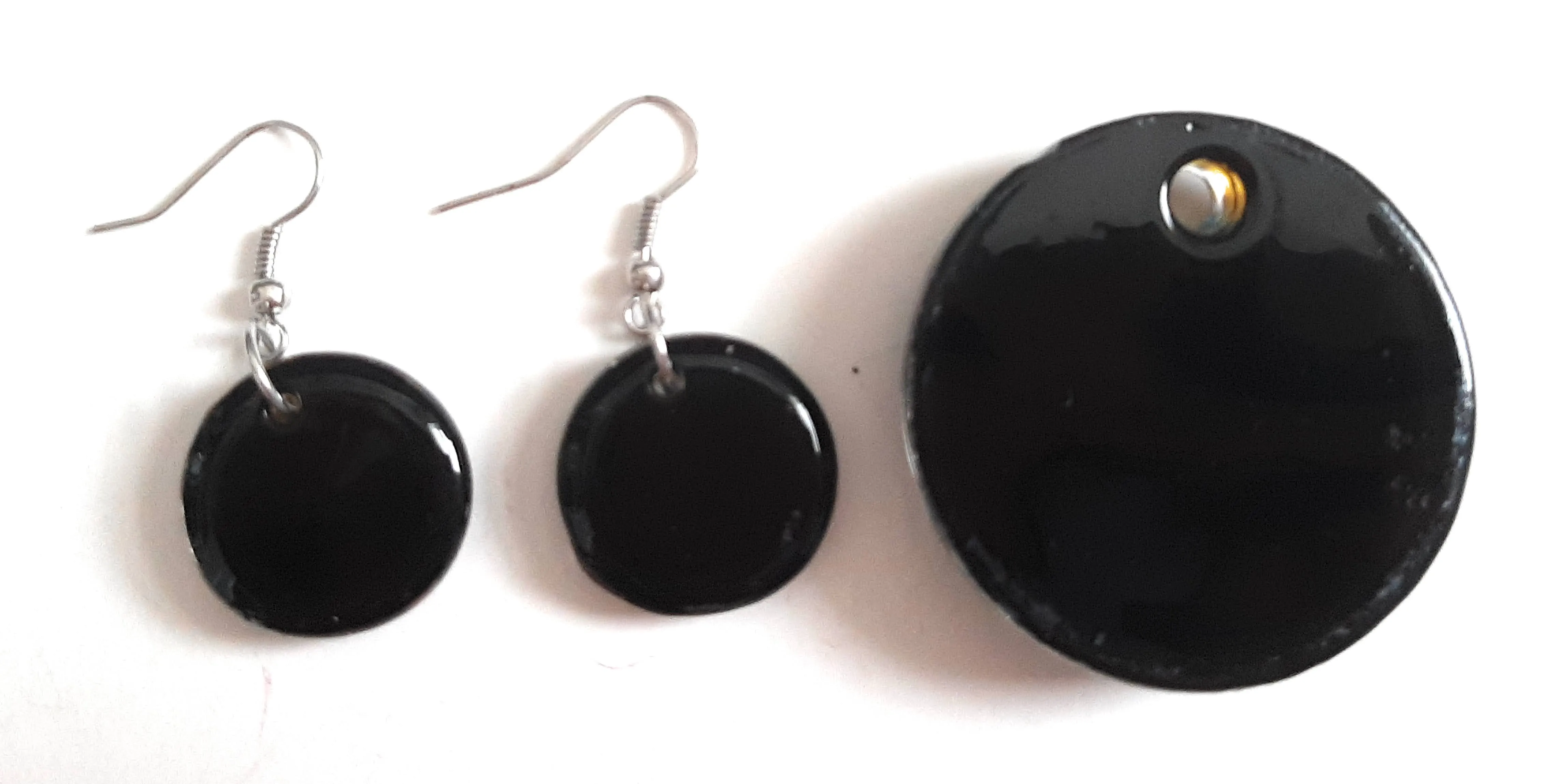 Lampwork Glass Round Pendant & Earrings Set RD01