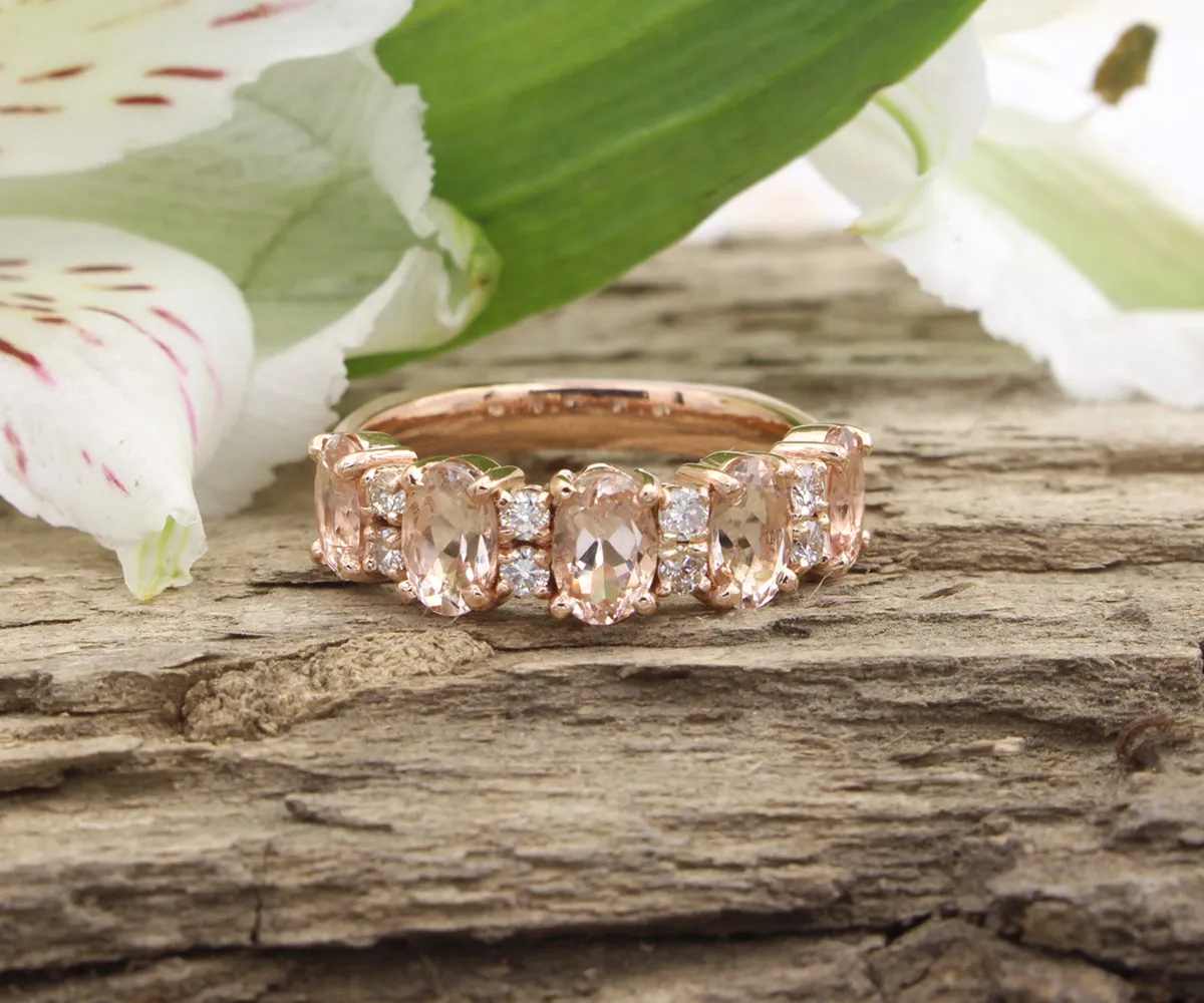 Morganite and Diamond Anniversary Ring