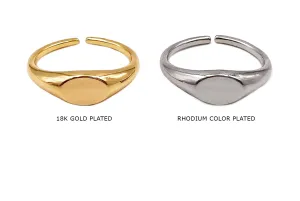 MP3965  Signet Geometric Design Oval Ring  CHOOSE COLOR BELOW