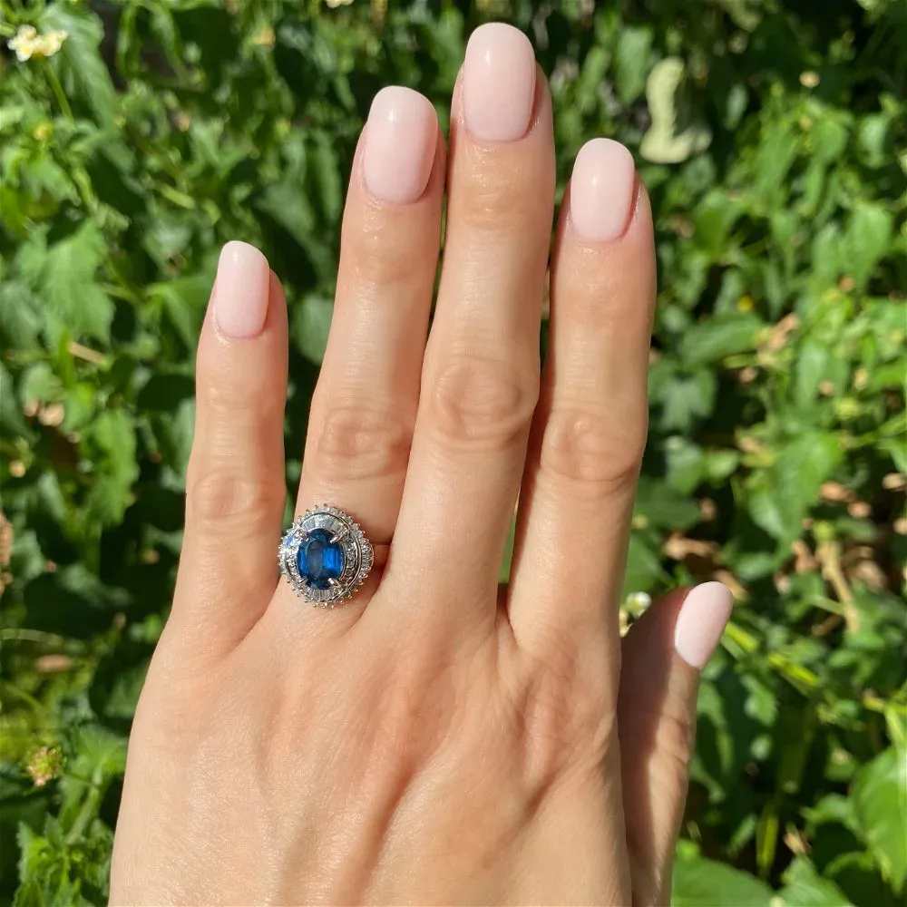 Platinum 2.50ct Oval Sapphire & .55tcw Diamond Double Halo Ring Regard Jewelry Austin Texas