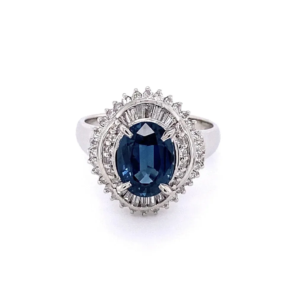 Platinum 2.50ct Oval Sapphire & .55tcw Diamond Double Halo Ring Regard Jewelry Austin Texas