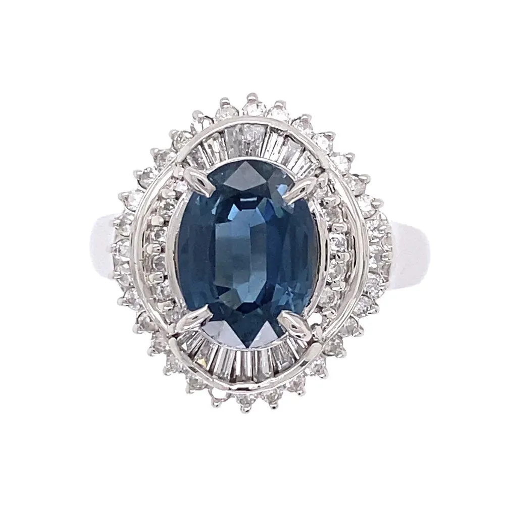 Platinum 2.50ct Oval Sapphire & .55tcw Diamond Double Halo Ring Regard Jewelry Austin Texas