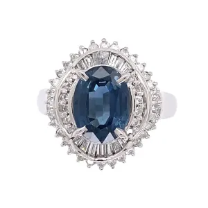 Platinum 2.50ct Oval Sapphire & .55tcw Diamond Double Halo Ring Regard Jewelry Austin Texas