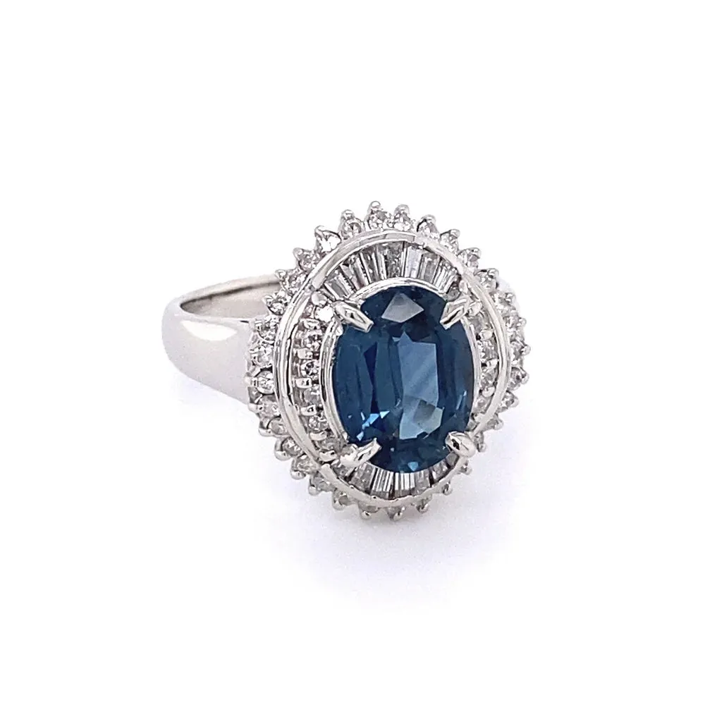 Platinum 2.50ct Oval Sapphire & .55tcw Diamond Double Halo Ring Regard Jewelry Austin Texas