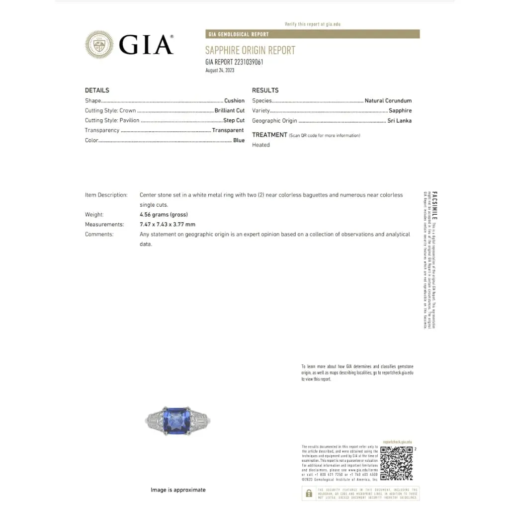 Platinum Art Deco 2.03ct Cushion Ceylon Sapphire GIA & Baguette & Single Cut Diamond Ring at Regard Jewelry in Austin, Texas